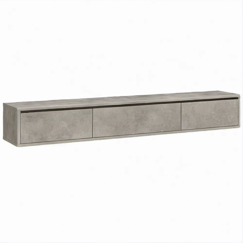 TV-Wandboard in Grau Betonoptik, 180 x 35 x 30 cm, mit 3 Schubladen
