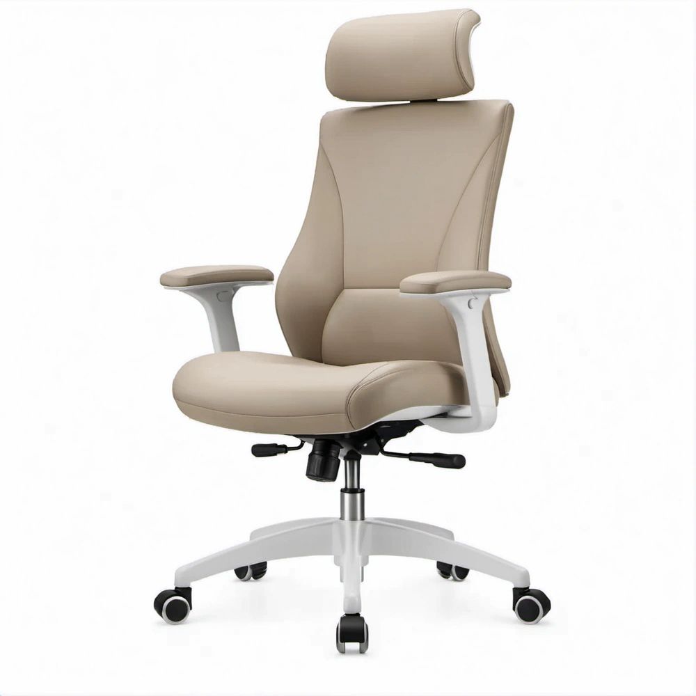 Ergonomischer Bürostuhl Beige/Weiss, 68 x 68 x 120–130 cm
