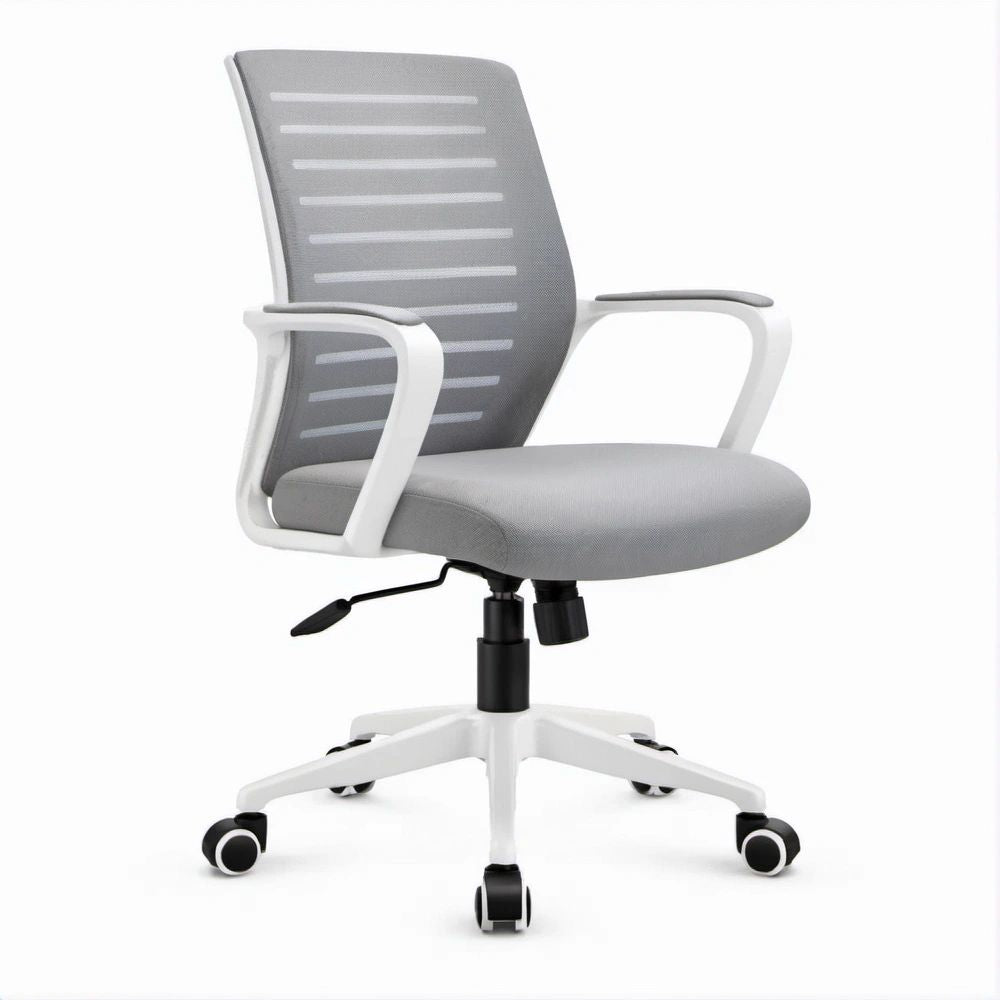 Ergonomischer Bürodrehstuhl Grau/Weiss/Schwarz, 55 x 60 x 90–100 cm