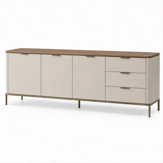 TV-Lowboard in Creme und Walnussbraun, 200 x 45 x 75 cm