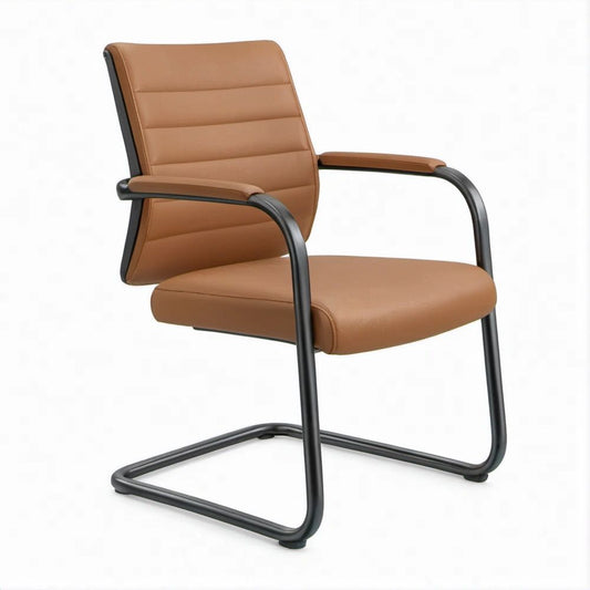 Freischwinger-Besucherstuhl mit Armlehnen, Braun/Schwarz, 58 x 64 x 96 cm