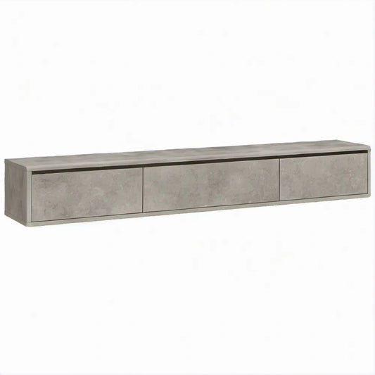 TV-Wandboard in Grau Betonoptik, 180 x 35 x 30 cm, mit 3 Schubladen