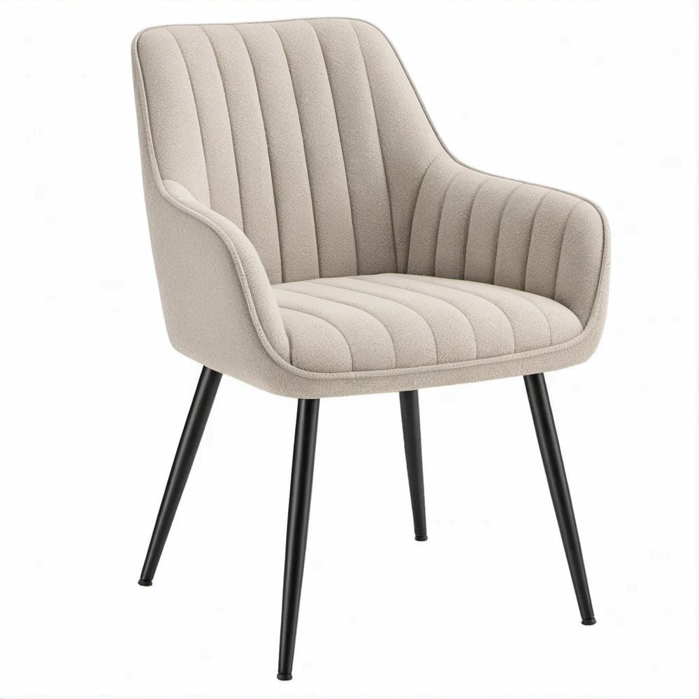 Gepolsterter Armlehnstuhl in Beige/Schwarz, 58 x 60 x 84 cm